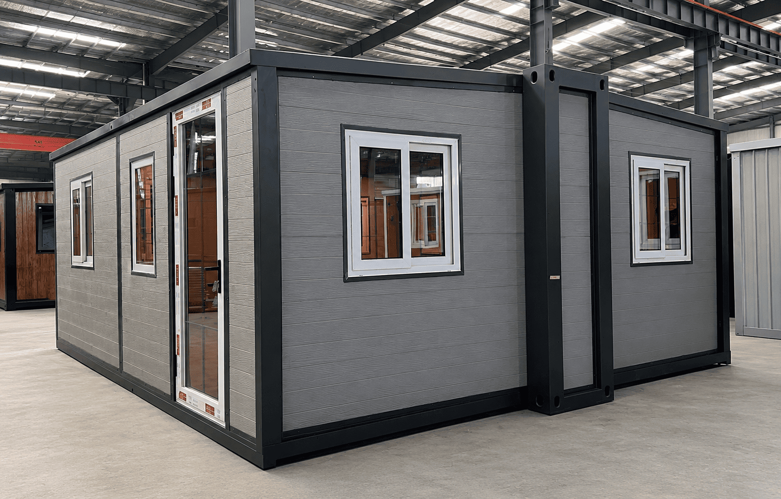 Casa Box 20 pieds F700 Maison conteneur extensible | Pod de bureau gris contemporain