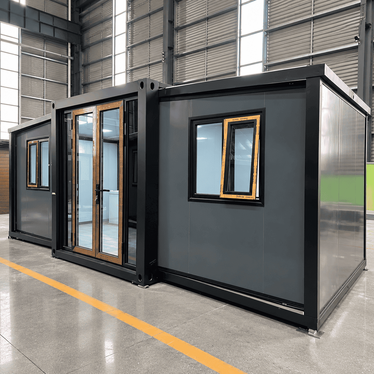 Casa Box Conteneur extensible de 10 pieds pour la maison | Panneau de cadre noir moderne