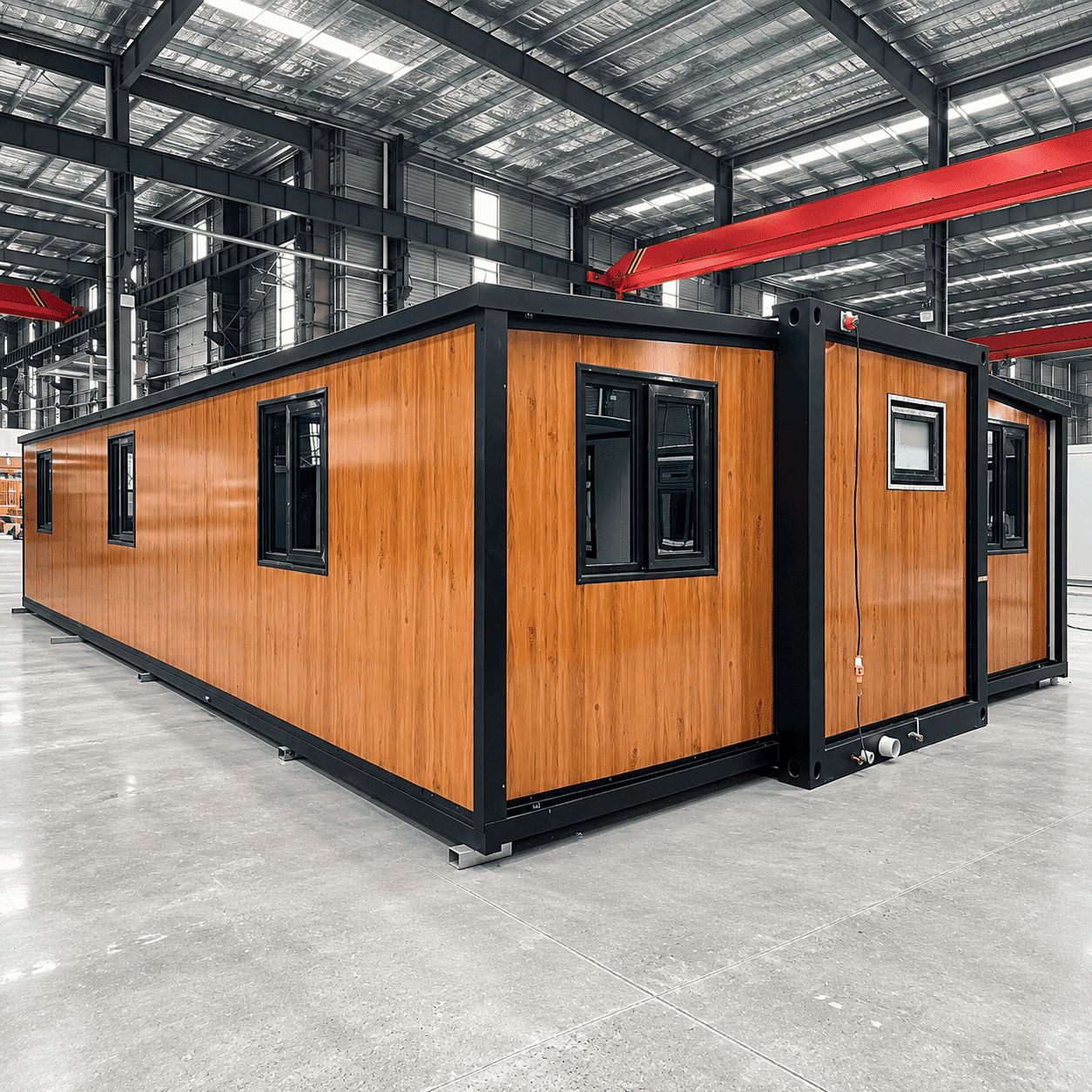 Casa Box Maison conteneur extensible de 40 pieds | Cadre Noir Bois Brillant